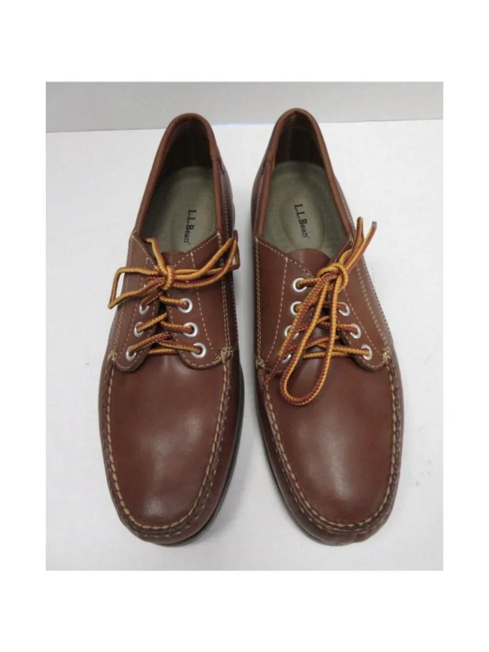 LL Bean Boat Shoes 11.5D Blucher Mocassin Leather Handsewn Lace Up NEW